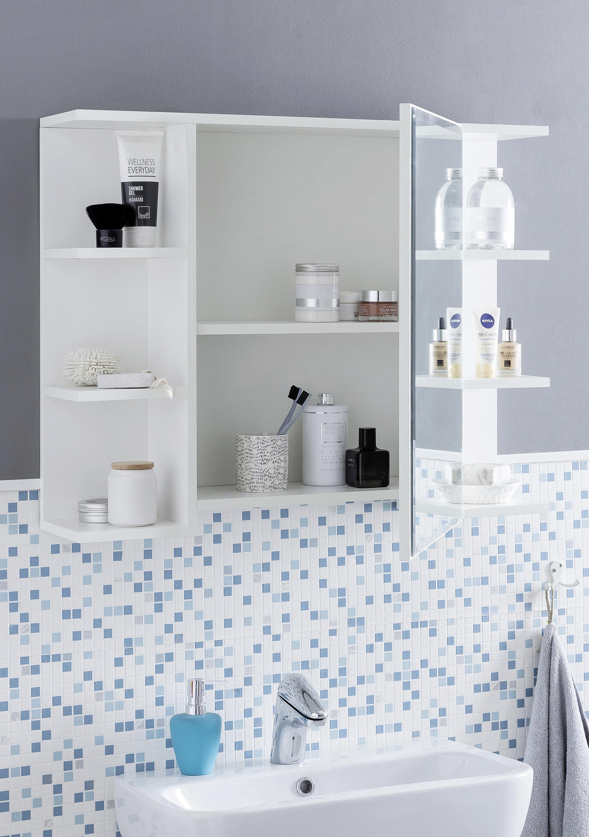 SPIEGELSCHRANK 80/64,5/20 cm  - Weiss, Konventionell, Glas/Holzwerkstoff (80/64,5/20cm) - MID.YOU