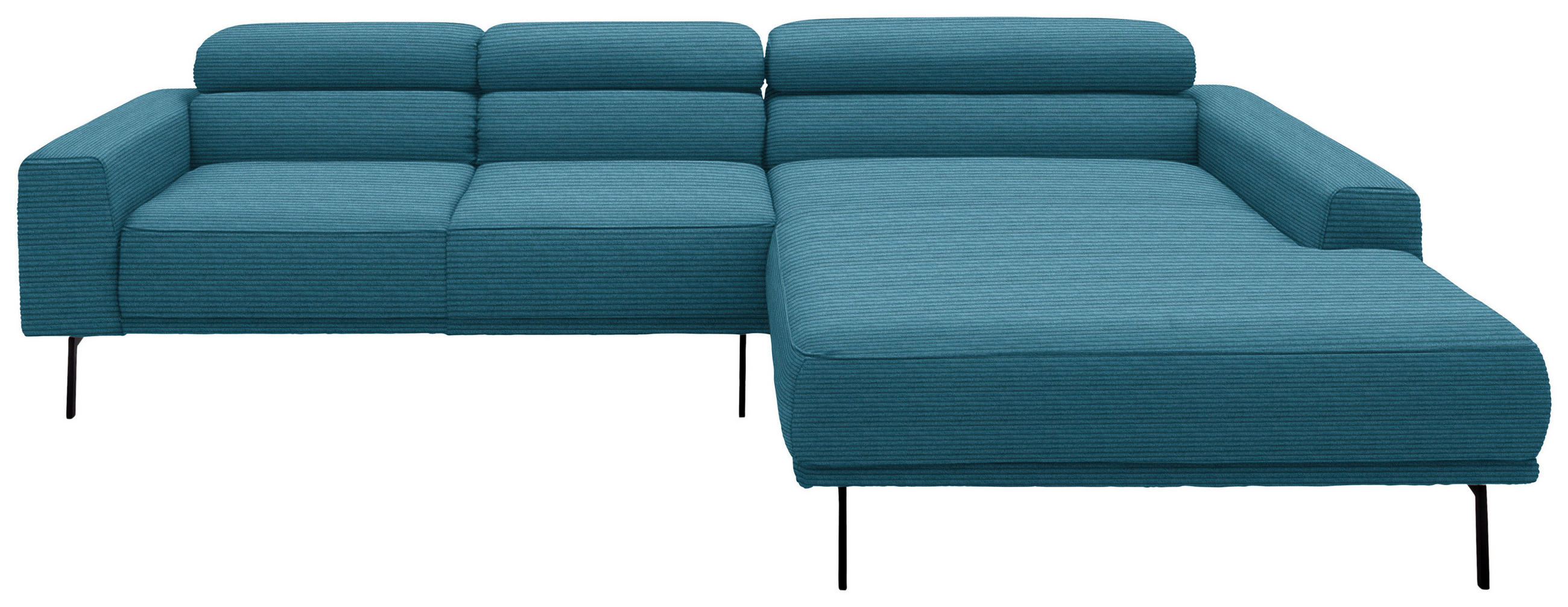 ECKSOFA  in Cord Petrol  293/215-217 cm  - Petrol/Schwarz, Design, Textil/Metall (293/215-217cm) - Schöner Wohnen