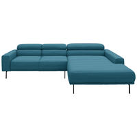 ECKSOFA  in Cord Petrol  293/215-217 cm  - Petrol/Schwarz, Design, Textil/Metall (293/215-217cm) - Schöner Wohnen