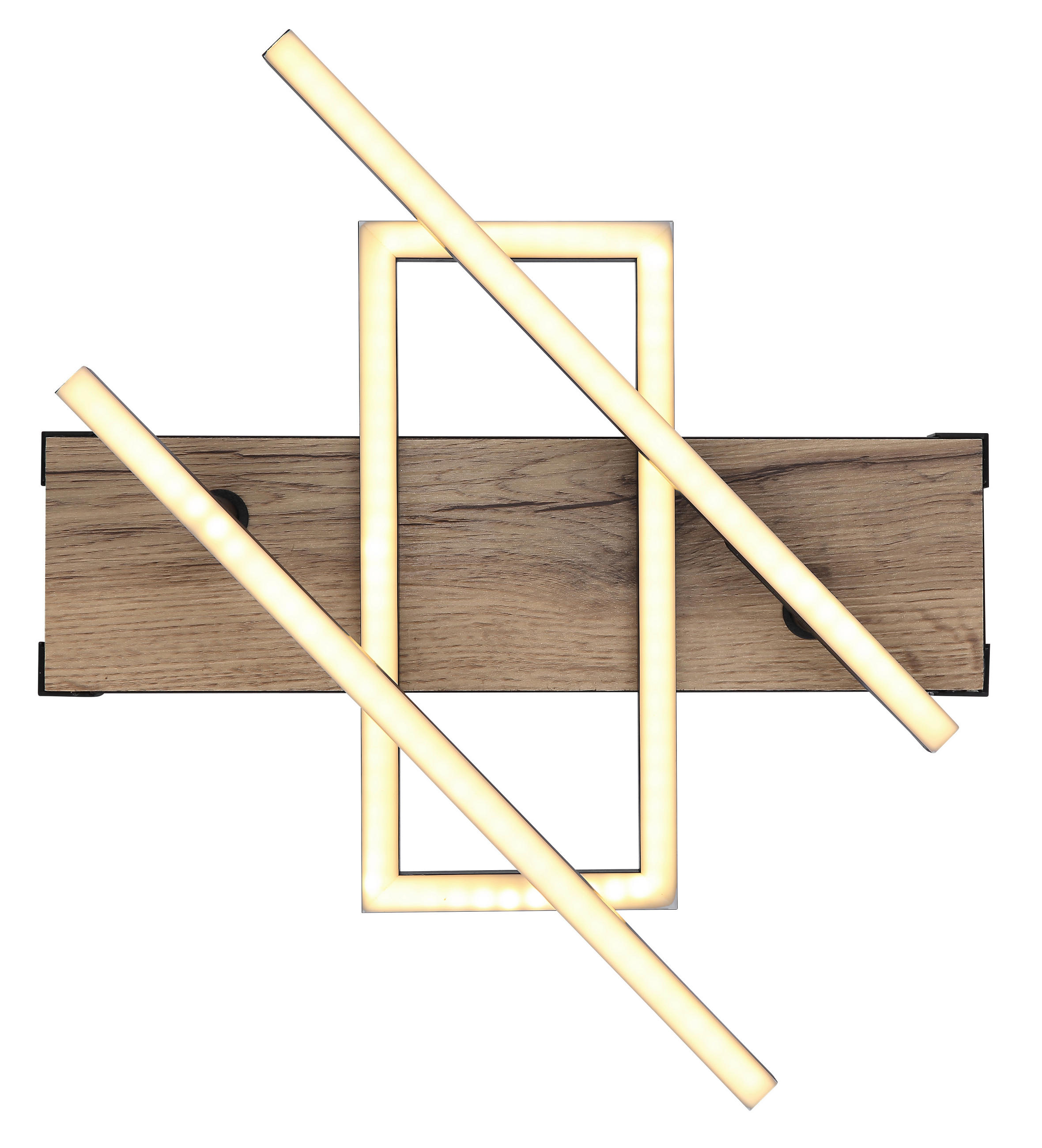 LED-DECKENLEUCHTE 30 W    68/46/12 cm  - Dunkelbraun/Opal, Design, Holzwerkstoff/Kunststoff (68/46/12cm) - Globo