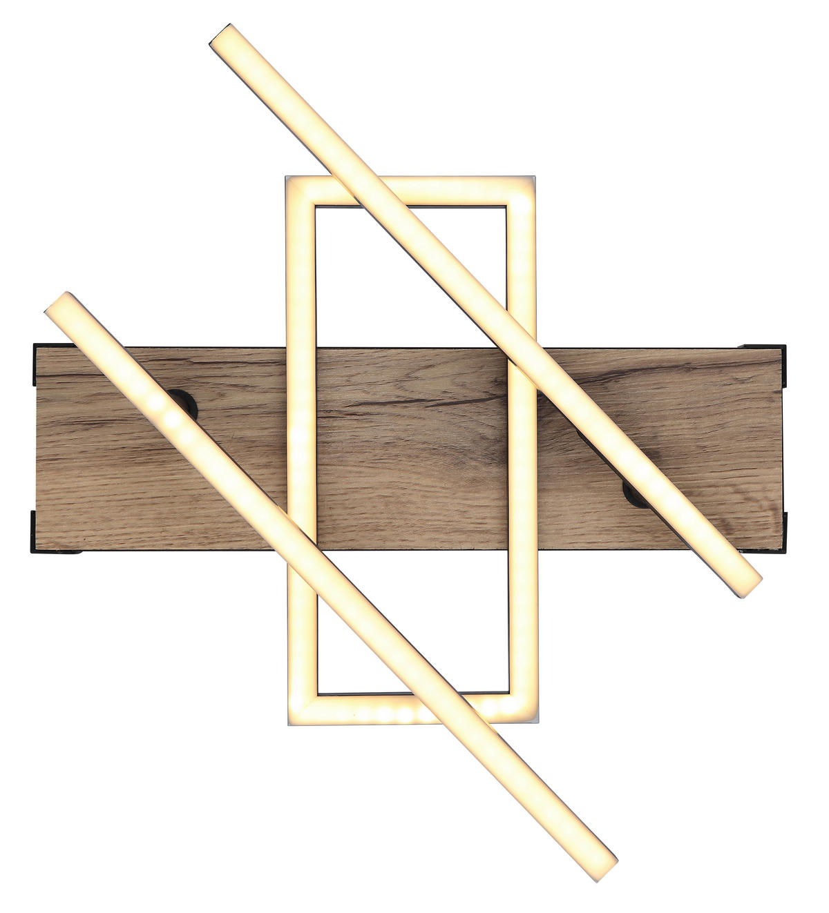 LED-DECKENLEUCHTE 30 W    68/46/12 cm  - Dunkelbraun/Opal, Design, Holzwerkstoff/Kunststoff (68/46/12cm) - Globo