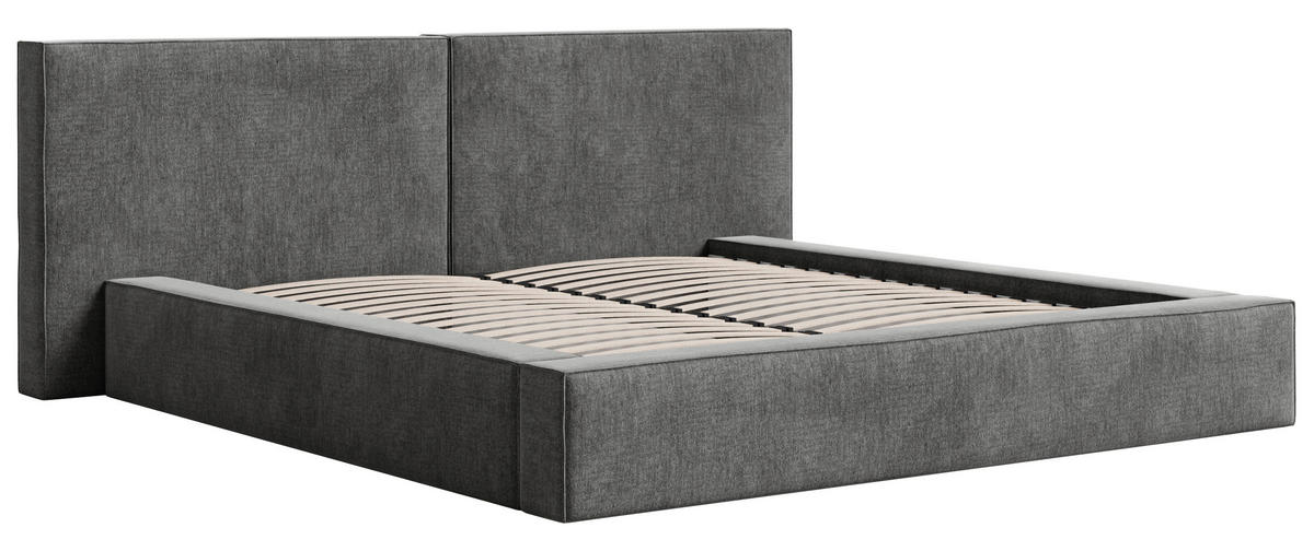 POLSTERBETT 160/200 cm,  in Anthrazit, Bettkasten,  - Anthrazit/Schwarz, MODERN, Holz/Metall (160/200cm) - MID.YOU