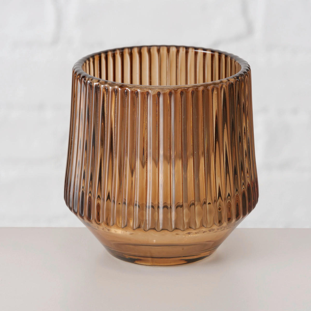 DEKOGLAS 8 cm  - Dunkelbraun/Beige, Basics, Glas (8/8cm)