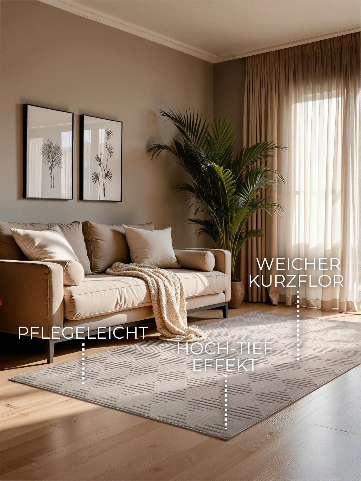 TEPPICH 160/235 cm Perles Creme, Beige  - Beige/Creme, Basics, Kunststoff (160/235cm) - Elle Decoration