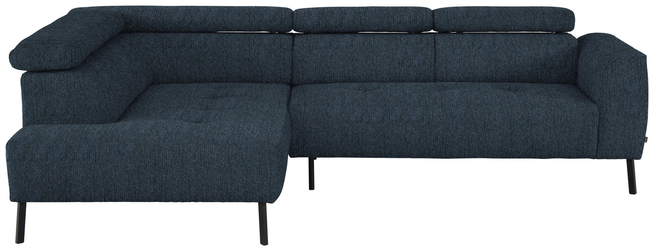 ECKSOFA in Webstoff Blau  205/280 cm  - Blau/Schwarz, Design, Textil/Metall (205/280cm) - Xora