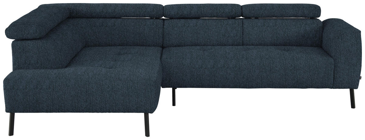 ECKSOFA in Webstoff Blau  205/280 cm  - Blau/Schwarz, Design, Textil/Metall (205/280cm) - Xora