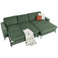 ECKSOFA in Cord Olivgrün  - Schwarz/Olivgrün, Design, Textil/Metall (302/180cm) - Venda