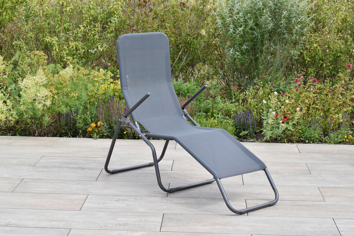 GARTENLIEGE 67/116/154 cm  - Graphitfarben/Grau, MODERN, Textil/Metall (67/116/154cm) - Gardenson