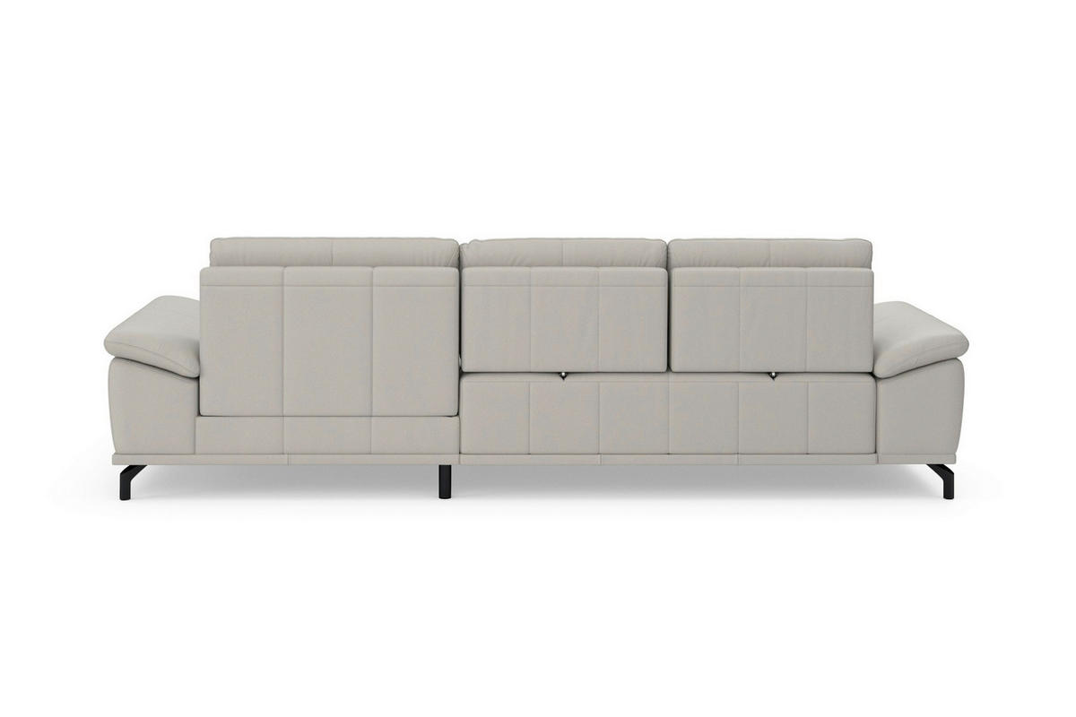 ROHOVÁ SEDAČKA, kůže, světle šedá - černá/světle šedá, Basics, kov/kůže (301/176cm) - Sit & More