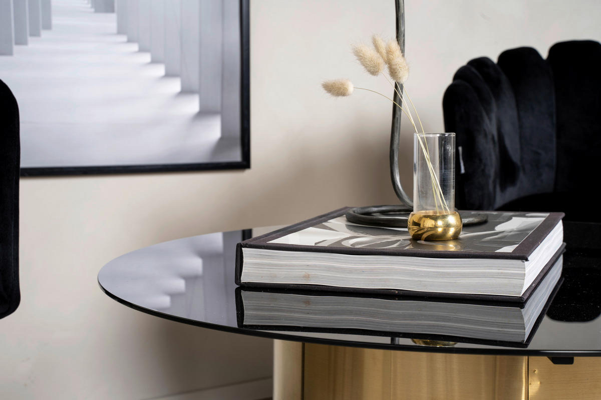 SOFFBORD i metall, glas 80/80/46 cm  - svart/guldfärgad, Design, metall/glas (80/80/46cm) - Livetastic