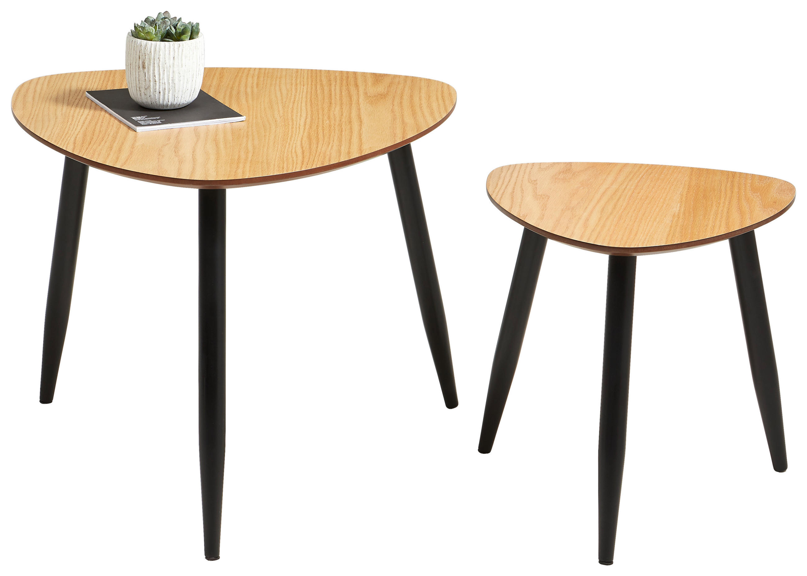 Beistelltisch 2er-Set Aars, Eiche/Schwarz