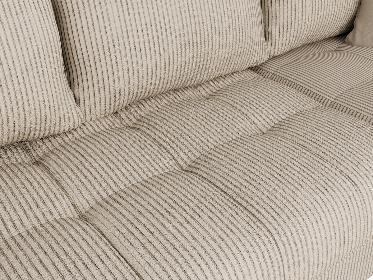 ECKSOFA in Cord Creme  - Creme/Schwarz, Design, Textil (276/177cm) - MID.YOU