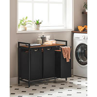 WÄSCHEKORB - Schwarz/Braun, Trend, Holzwerkstoff/Textil (92.5/72/33cm) - MID.YOU