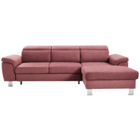 ECKSOFA in Webstoff Hellrot  - Hellrot/Silberfarben, Design, Textil/Metall (250/167cm) - Xora