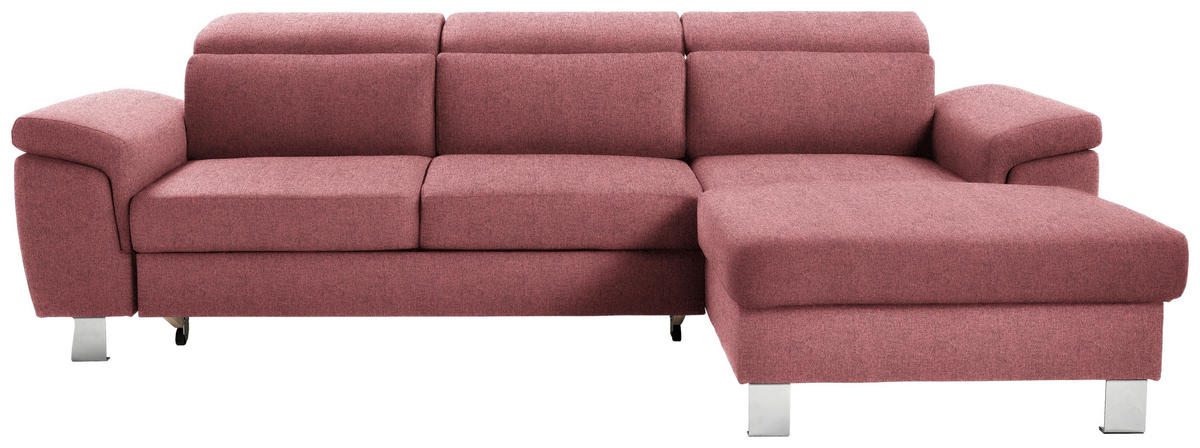 ECKSOFA in Webstoff Hellrot  - Hellrot/Silberfarben, Design, Textil/Metall (250/167cm) - Xora