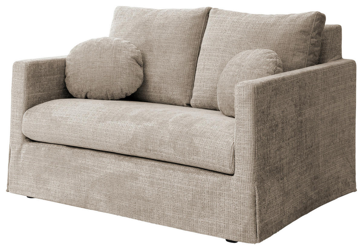 2-SITZER-SOFA PAPHOS in Chenille Beige  - Beige/Schwarz, Design, Kunststoff/Textil (140/89/95cm) - P & B