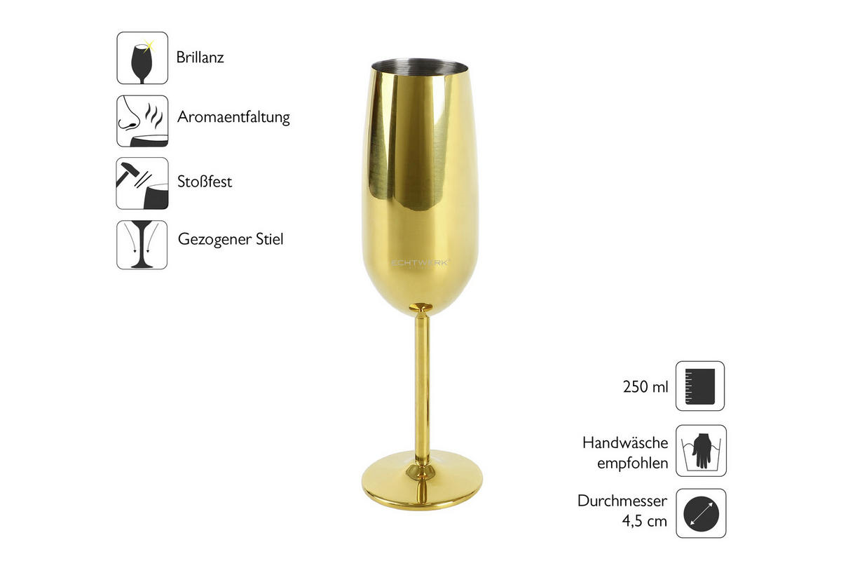 GLÄSERSET  6-teilig  - Goldfarben, Trend, Metall (22,5cm) - Echtwerk