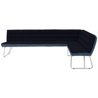 ECKBANK 284/184 cm Flachgewebe Blau, Edelstahlfarben, Dunkelblau   - Blau/Edelstahlfarben, Design, Textil/Metall (284/184cm) - Dieter Knoll