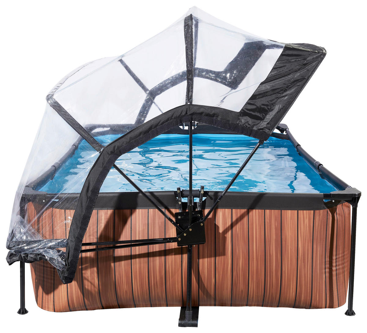 POOL-SET WOOD 220/150/65 cm  - Braun, KONVENTIONELL, Metall (220/150/65cm) - EXIT Toys