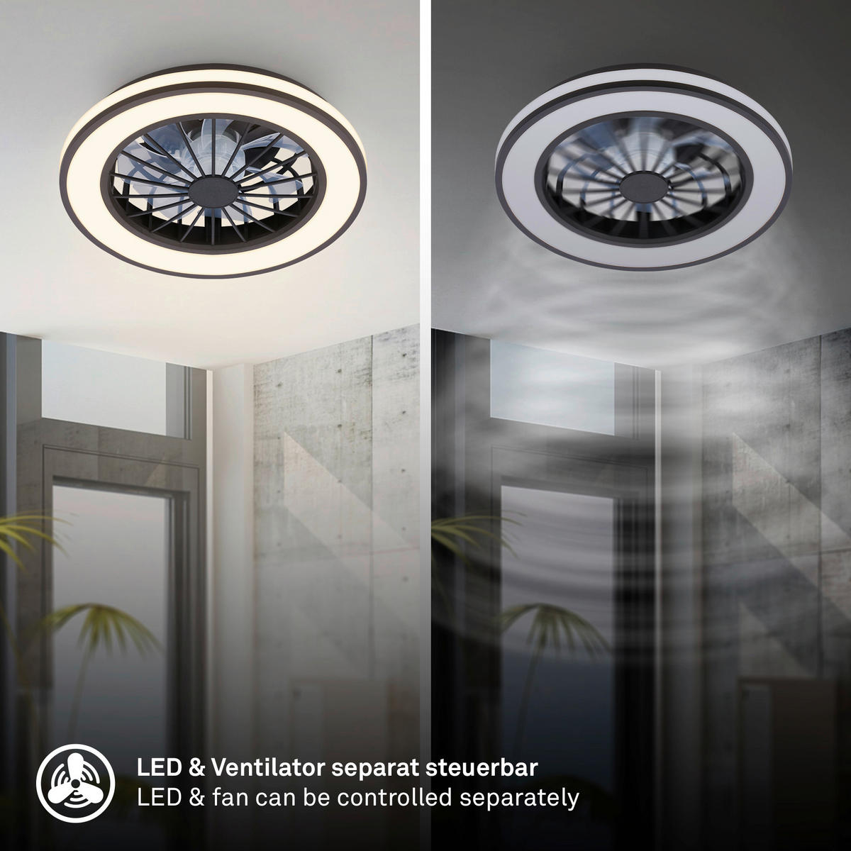 DECKENVENTILATOR 38/14 cm   - Schwarz/Weiß, Design, Kunststoff (38/14cm)