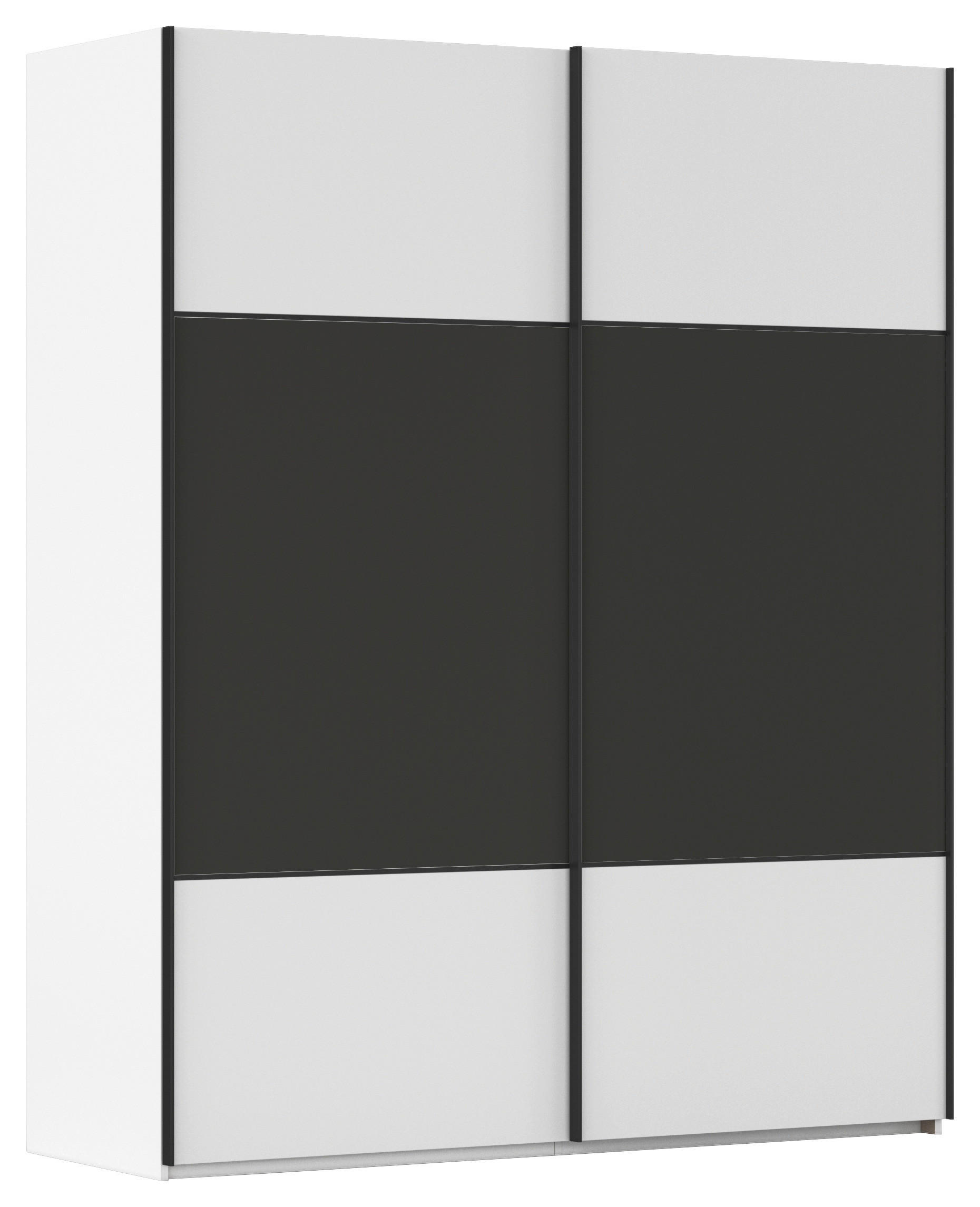 SCHWEBETÜRENSCHRANK 181/223/68 cm 2-türig Graphitfarben, Weiß  - Schwarz/Graphitfarben, KONVENTIONELL, Holzwerkstoff/Metall (181/223/68cm) - Novel