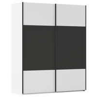 SCHWEBETÜRENSCHRANK 201/223/68 cm 2-türig Graphitfarben, Weiß  - Schwarz/Graphitfarben, KONVENTIONELL, Holzwerkstoff/Metall (201/223/68cm) - Novel
