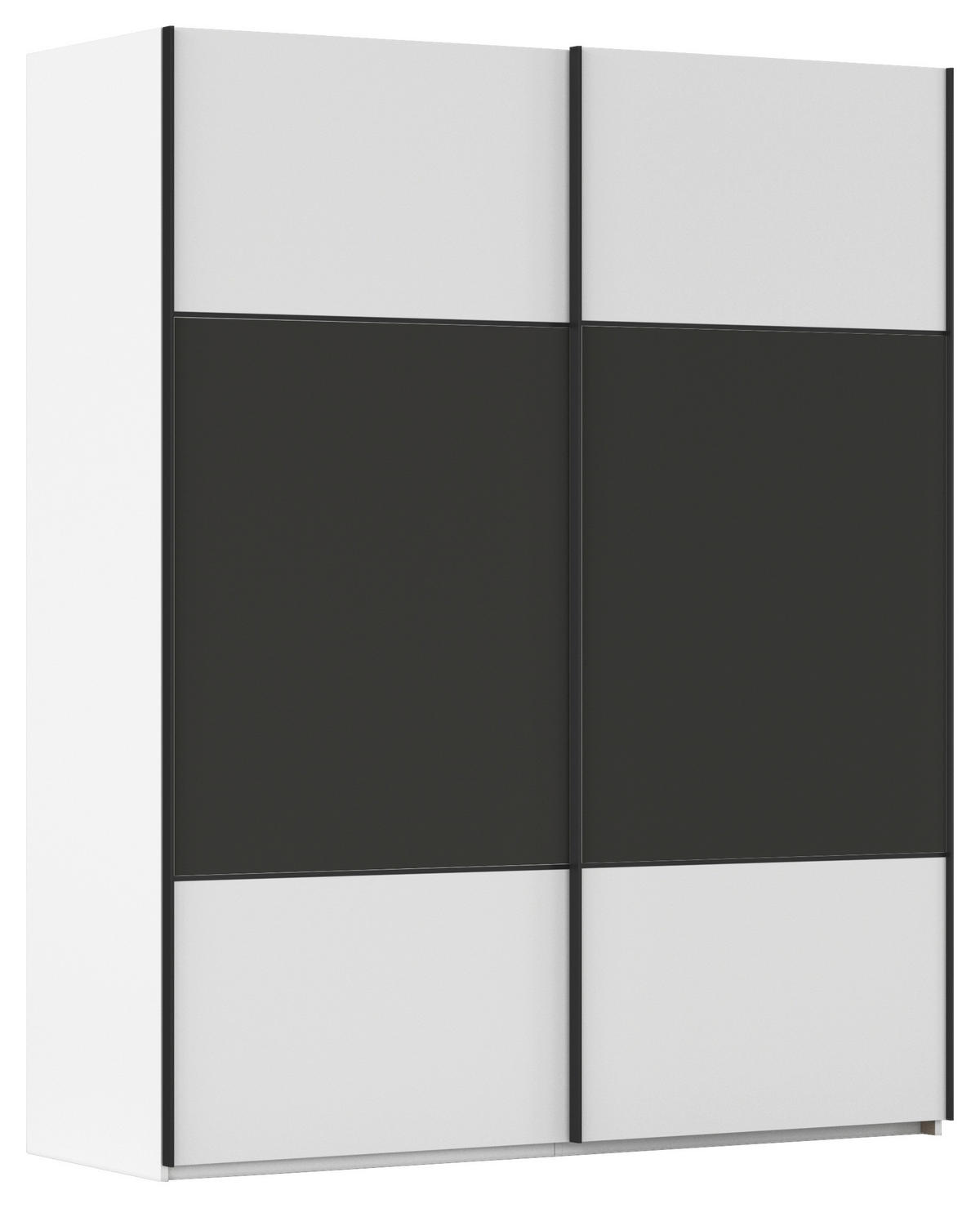 SCHWEBETÜRENSCHRANK 201/223/68 cm 2-türig Graphitfarben, Weiß  - Schwarz/Graphitfarben, KONVENTIONELL, Holzwerkstoff/Metall (201/223/68cm) - Novel