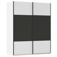 SCHWEBETÜRENSCHRANK 201/223/68 cm 2-türig Graphitfarben, Weiß  - Schwarz/Graphitfarben, KONVENTIONELL, Holzwerkstoff/Metall (201/223/68cm) - Novel