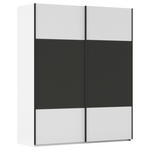 SCHWEBETÜRENSCHRANK 181/223/68 cm 2-türig Graphitfarben, Weiß  - Schwarz/Graphitfarben, KONVENTIONELL, Holzwerkstoff/Metall (181/223/68cm) - Novel