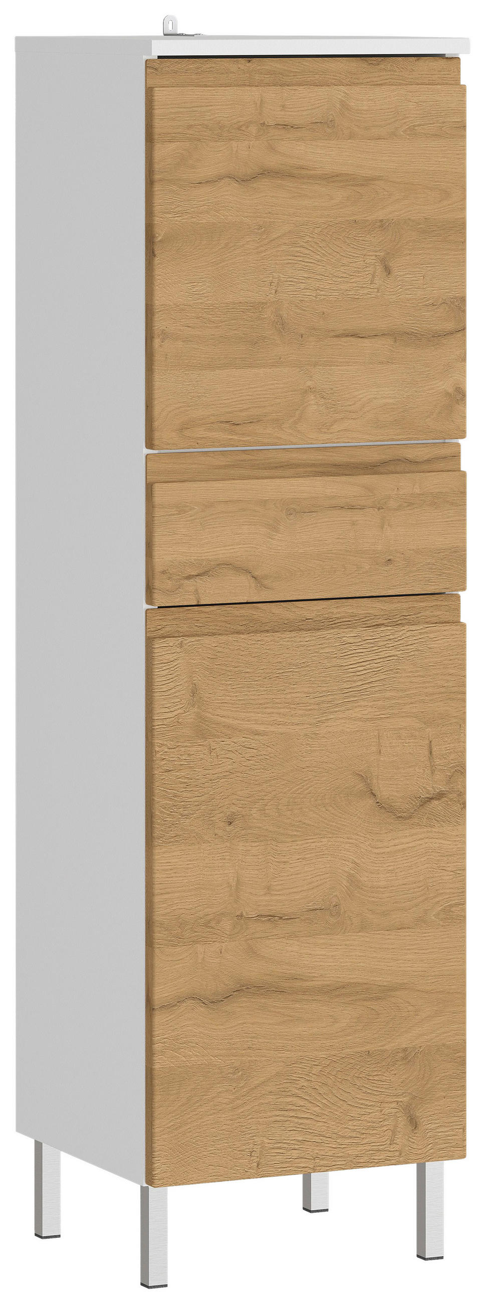 MIDISCHRANK 34/120/34 cm  - Chromfarben/Eichefarben, MODERN, Holzwerkstoff/Metall (34/120/34cm) - Germania