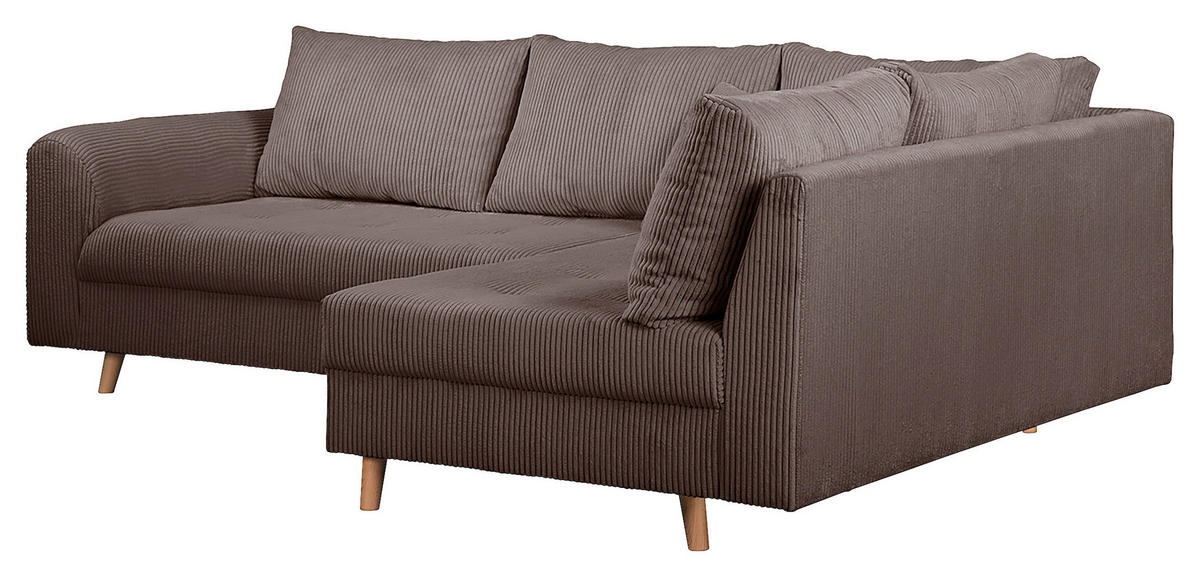 ECKSOFA Ariella Braun Cord  - Naturfarben/Braun, Design, Holz/Textil (231/161cm) - Livetastic