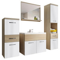 BADEZIMMER 5-teilig 120 cm  - Weiss Hochglanz/Weiss, Lifestyle, Holzwerkstoff/Metall (120cm) - P & B
