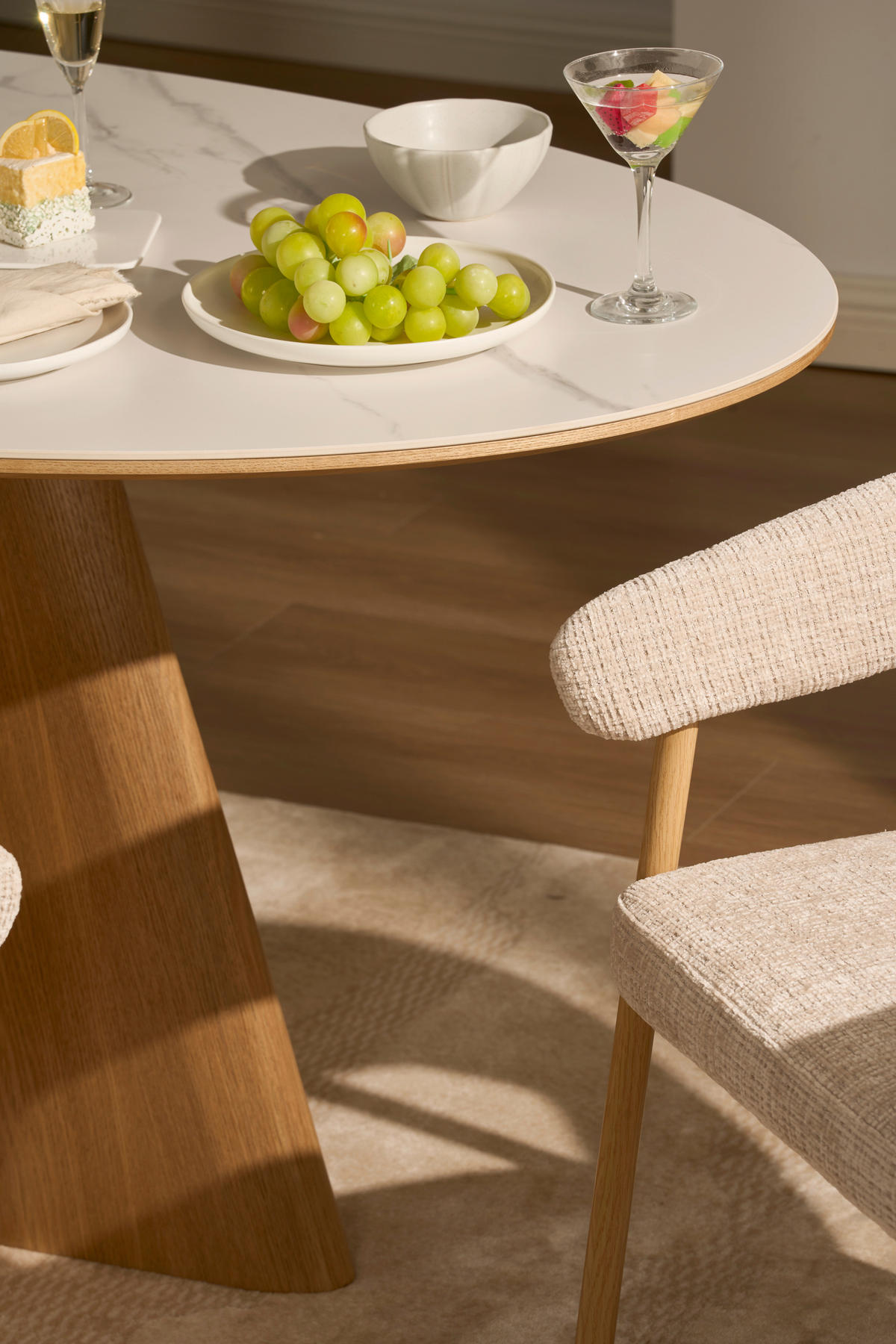 ESSTISCH 160/90/75 cm Echtholz, Nachbildung  Holz, Stein, Holzwerkstoff oval Weiss, Eichefarben  - Weiss/Eichefarben, Modern, Holz/Holzwerkstoff (160/90/75cm) - Livetastic