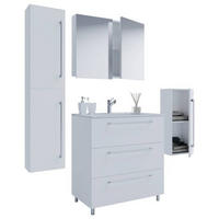 BADEZIMMER 5-teilig  in 126 cm  - Weiss/Alufarben, Modern, Keramik/Holzwerkstoff (126cm) - MID.YOU