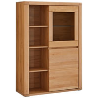HIGHBOARD Kernbuche  98,4/139,6/37,7 cm  - Kernbuche/Grau, Konventionell, Glas/Holz (98,4/139,6/37,7cm) - Voleo