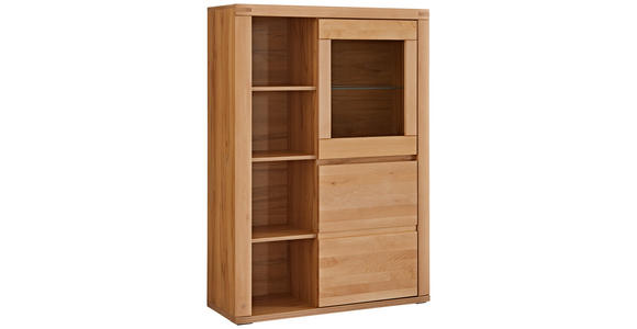 HIGHBOARD 98,4/139,6/37,7 cm  - Kernbuche/Grau, KONVENTIONELL, Glas/Holz (98,4/139,6/37,7cm) - Voleo