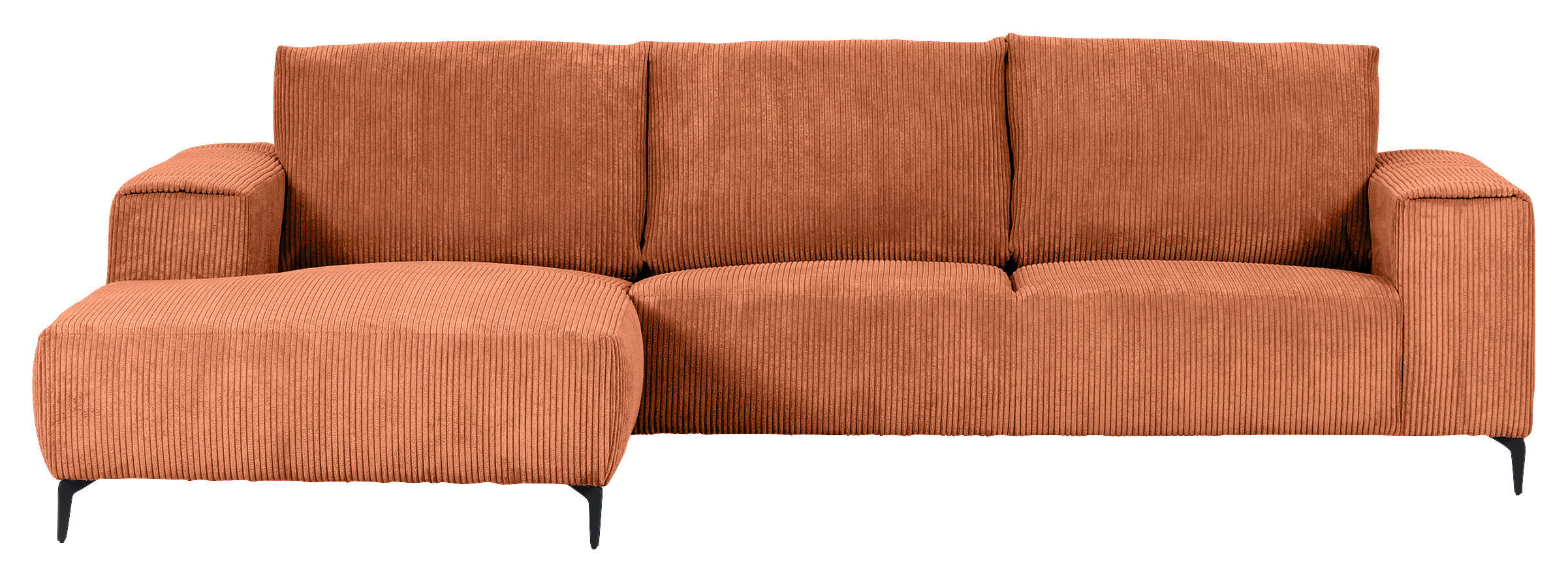 ECKSOFA in Cord Rostfarben  - Rostfarben/Schwarz, Konventionell, Textil/Metall (170/285cm) - Carryhome