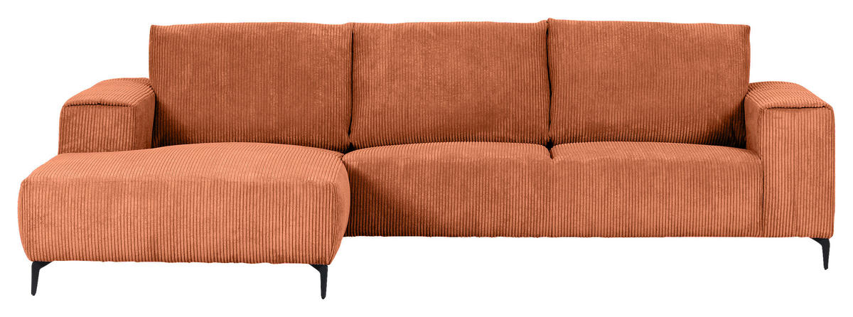 ECKSOFA in Cord Rostfarben  - Rostfarben/Schwarz, Konventionell, Textil/Metall (170/285cm) - Carryhome