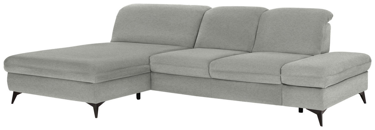 ECKSOFA Chenille Silberfarben  - Silberfarben/Schwarz, Design, Textil/Metall (198/288cm) - Beldomo Style