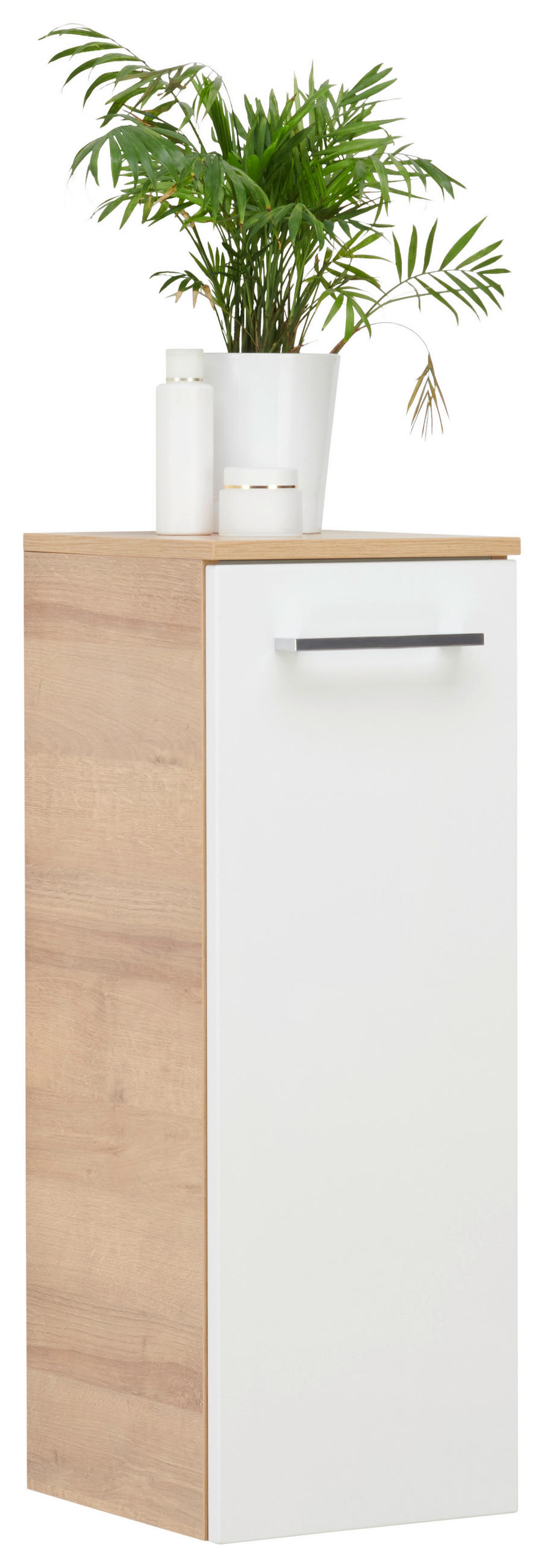 UNTERSCHRANK 30,5/81/32 cm   - Eichefarben/Silberfarben, MODERN, Glas/Holzwerkstoff (30,5/81/32cm) - Voleo