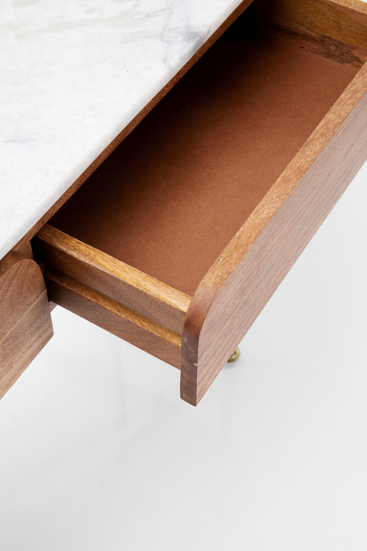 KONSOLE Mangoholz furniert, massiv Braun, Grau, Weiß  - Goldfarben/Braun, Design, Holz/Stein (100/76/30cm) - Kare-Design