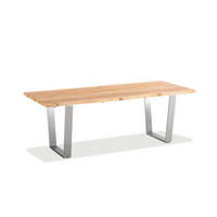 GARTENTISCH 290/95/76 cm  - Edelstahlfarben/Teakfarben, Design, Holz/Metall (290/95/76cm)