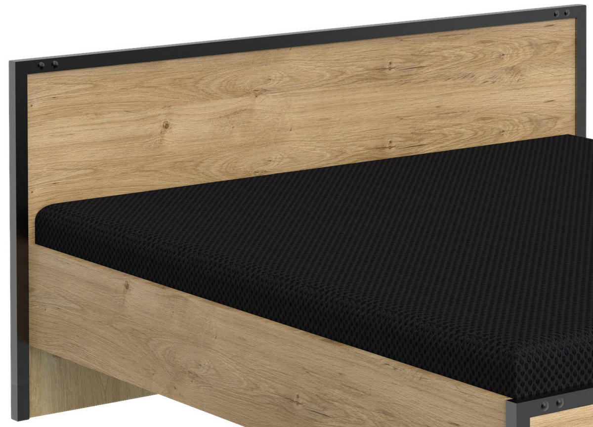 BETT 160/200 cm  in Graphitfarben, Eichefarben   - Eichefarben/Graphitfarben, Basics, Holzwerkstoff (160/200cm) - MID.YOU
