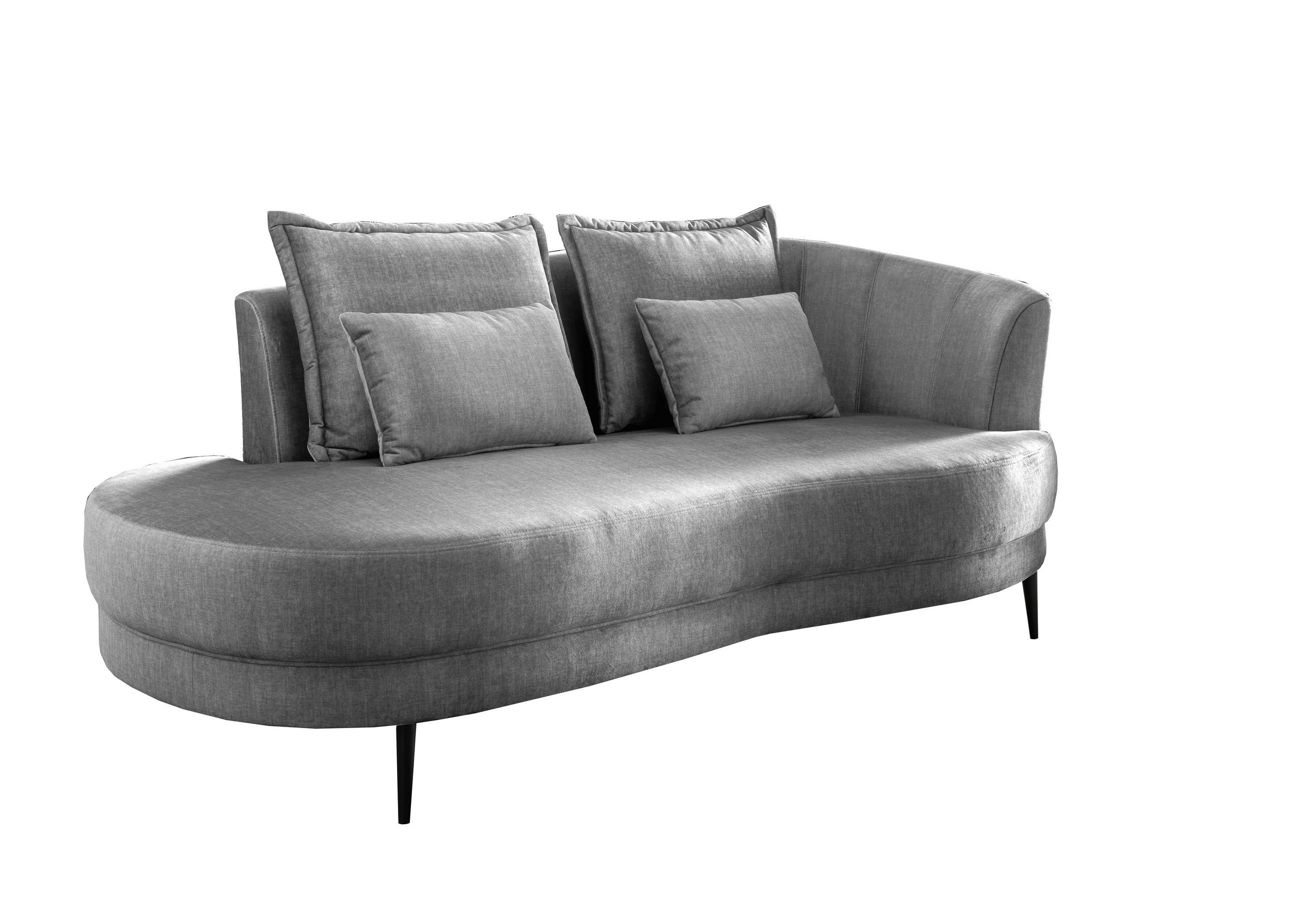 OTTOMANE in Velours Silberfarben  - Silberfarben/Schwarz, Modern, Textil/Metall (211/85/102cm) - Livetastic