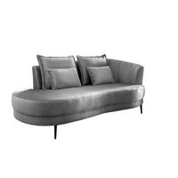 OTTOMANE in Velours Silberfarben  - Silberfarben/Schwarz, Modern, Textil/Metall (211/85/102cm) - Livetastic