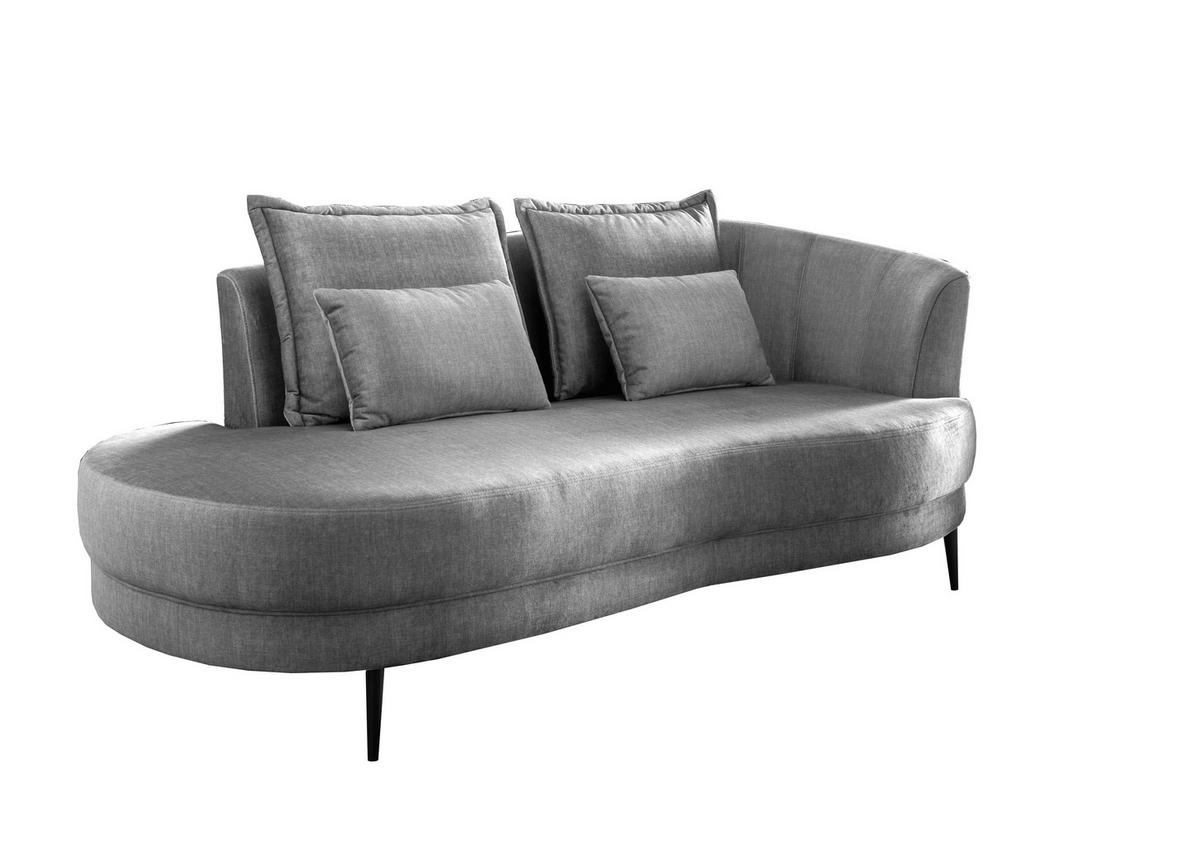 OTTOMANE in Velours Silberfarben  - Silberfarben/Schwarz, Modern, Textil/Metall (211/85/102cm) - Livetastic