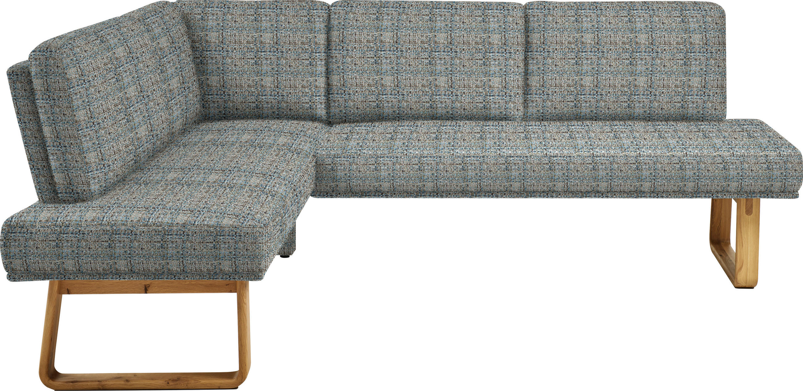 ECKBANK 174/235 cm  in Blau, Eichefarben, Olivgrün  - Blau/Eichefarben, Design, Holz/Textil (174/235cm) - Dieter Knoll