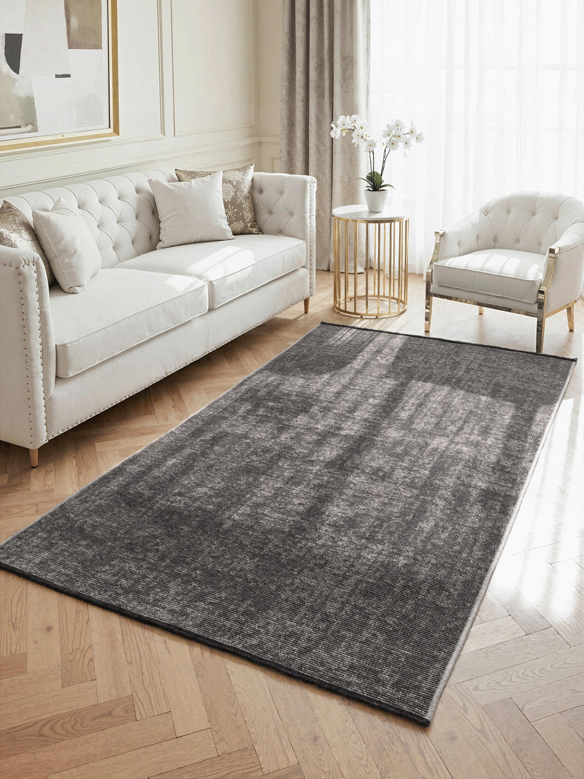 TEPPICH 80/150 cm Brilliance Grau, Silberfarben  - Silberfarben/Grau, KONVENTIONELL, Kunststoff/Textil (80/150cm) - Elle Decoration