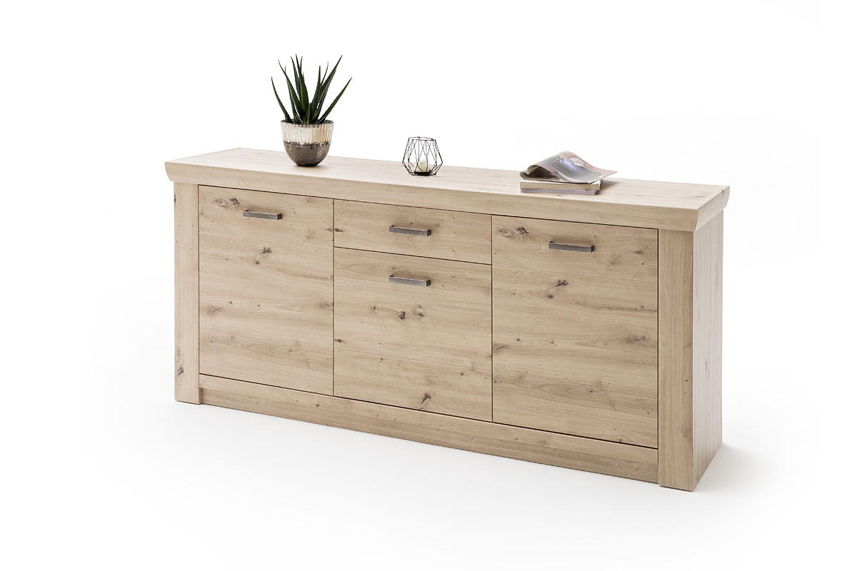 SIDEBOARD 183/84/45 cm  - nickelfärgad/ekfärgad, Design, metall/trämaterial (183/84/45cm) - Livetastic