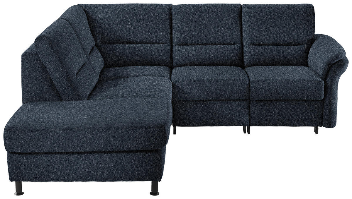 ECKSOFA in Flachgewebe Dunkelblau  - Schwarz/Dunkelblau, Modern, Textil/Metall (203/227cm) - Beldomo System